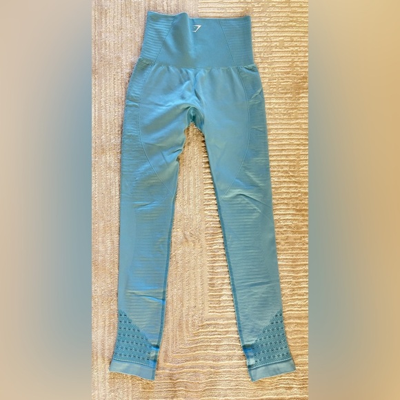 GymShark Flawless Knit Tights in Baby Blue - Size XXS - Picture 2 of 7